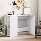vidaXL Bureau blanc en bois d'ingénierie Bureau de taille moyenne rectangulaire moderne