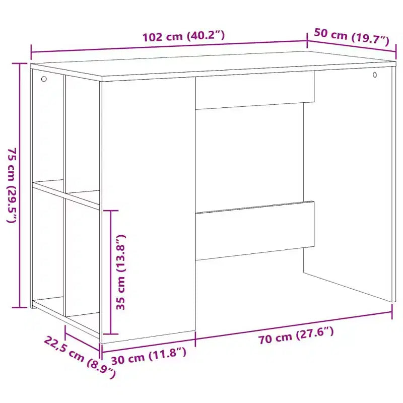 vidaXL Bureau blanc en bois d'ingénierie Bureau de taille moyenne rectangulaire moderne