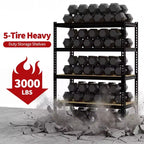 Étagères de rangement robustes à 5 niveaux de 1383 kg, 183 cm H x 122 cm L x 61 cm P, étagères métalliques réglables, noires, pour garage, maison, usage industriel