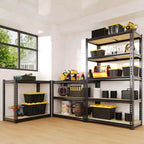 Étagères de rangement robustes à 5 niveaux de 1383 kg, 183 cm H x 122 cm L x 61 cm P, étagères métalliques réglables, noires, pour garage, maison, usage industriel
