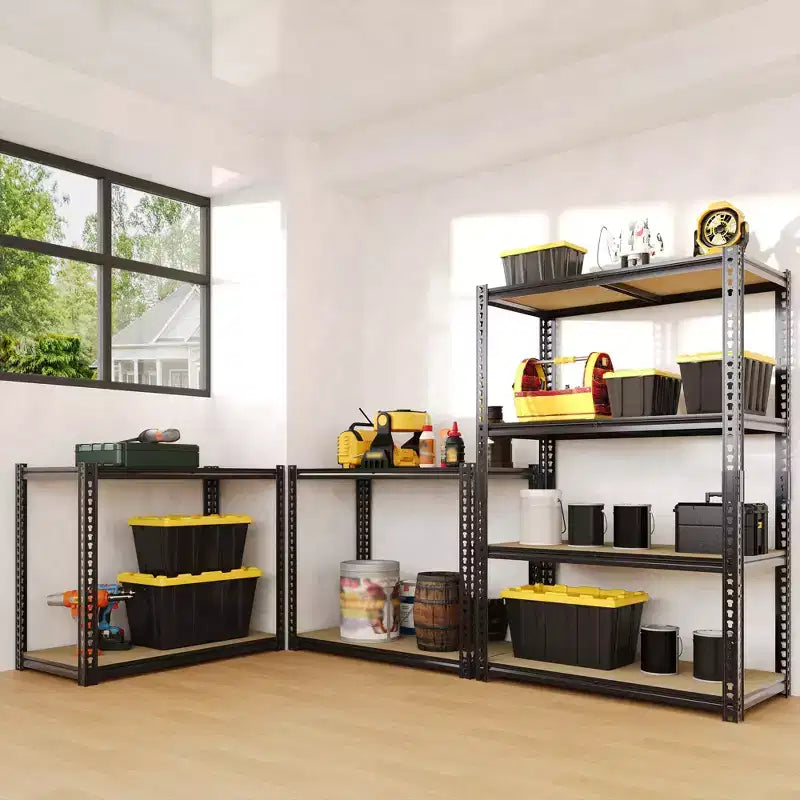 Étagères de rangement robustes à 5 niveaux de 1383 kg, 183 cm H x 122 cm L x 61 cm P, étagères métalliques réglables, noires, pour garage, maison, usage industriel