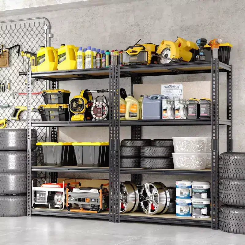 Étagères de rangement robustes à 5 niveaux de 1383 kg, 183 cm H x 122 cm L x 61 cm P, étagères métalliques réglables, noires, pour garage, maison, usage industriel