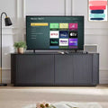 JVNOXK 64 Wave Pattern Sideboard Cabinet, Wooden TV Stand & Storage Buffet with Vertical Stripes for Living Room, Kitchen & Entryway, Black