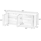 JVNOXK 64 Buffet à motif ondulé, Meuble TV en bois et buffet de rangement à rayures verticales pour salon, cuisine et entrée, Noir