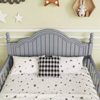 Lit plateforme en bois taille enfant JVNOXK, gris avec tête et pied de lit
