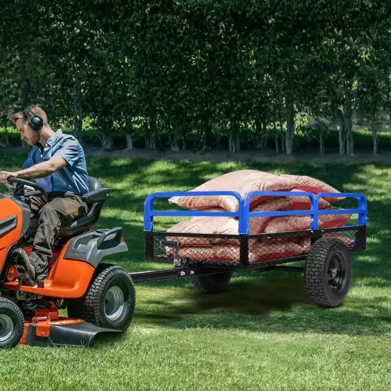 Remorque basculante en acier robuste pour VTT, capacité de 680 kg, 0,42 m³ avec côtés amovibles pour le jardin et la cour