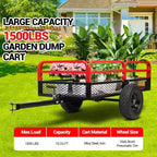 Remorque basculante en acier robuste pour VTT, capacité de 680 kg, 0,42 m³ avec côtés amovibles pour le jardin et la cour