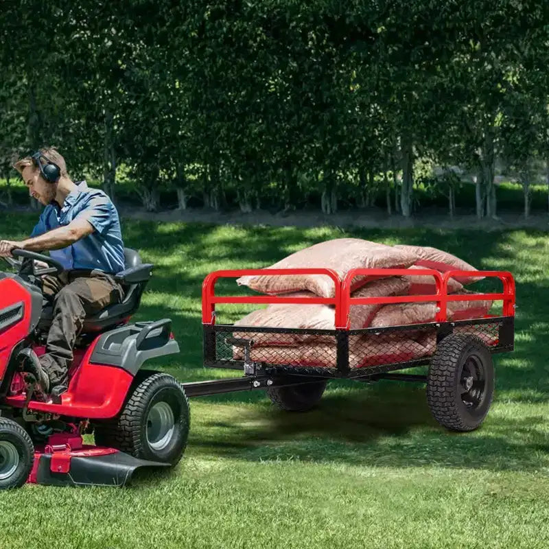 Remorque basculante en acier robuste pour VTT, capacité de 680 kg, 0,42 m³ avec côtés amovibles pour le jardin et la cour