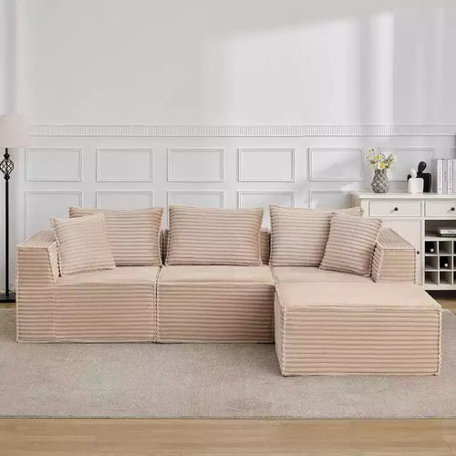 Acekool 107 Modular Cloud Couch Sectional Sofa, Boneless Deep Seat Floor Sofa for Living Room, Beige