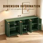 JVNOXK Buffet moderne ondulé de 170 cm, armoire à 6 portes avec fonction de rangement, convient pour la cuisine, la chambre à coucher, le salon, Vert