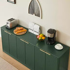 JVNOXK Buffet moderne ondulé de 170 cm, armoire à 6 portes avec fonction de rangement, convient pour la cuisine, la chambre à coucher, le salon, Vert