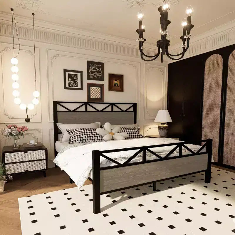 MAYEERTY Full Size Bed Frame, Sturdy Platform Bed with Headboard & Footboard, Easy Assembly for Bedroom