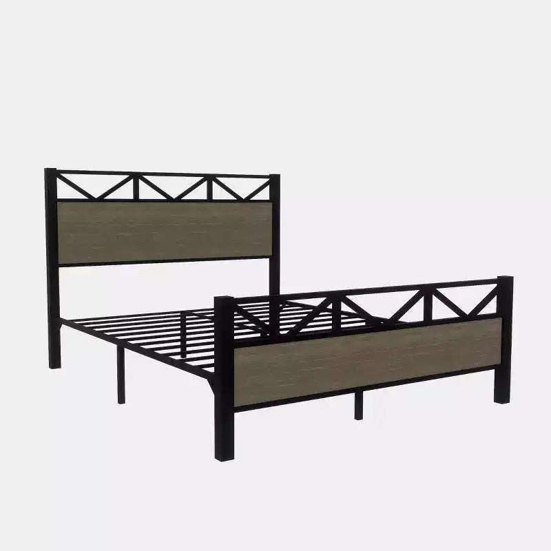 Cadre de lit double MAYEERTY, plateforme robuste avec tête et pied de lit, assemblage facile pour chambre à coucher