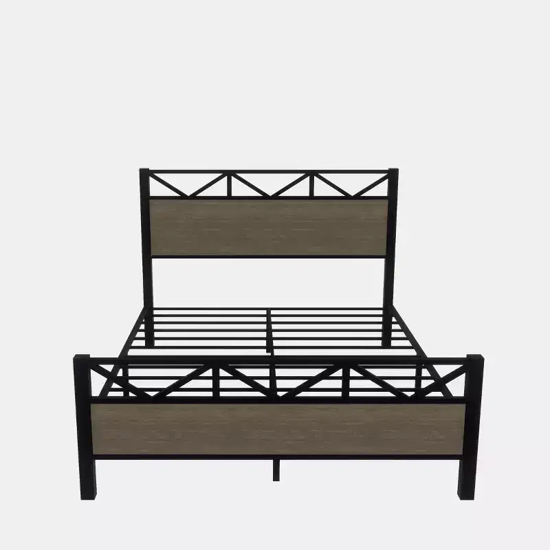 Cadre de lit double MAYEERTY, plateforme robuste avec tête et pied de lit, assemblage facile pour chambre à coucher
