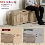 Banc de rangement rétro en bois de 99,8 cm, coffre à jouets robuste avec charnières de sécurité et capacité de 136 kg pour l'entrée et la chambre