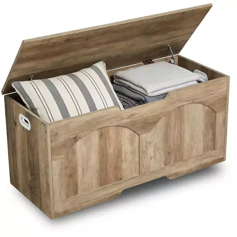 Banc de rangement rétro en bois de 99,8 cm, coffre à jouets robuste avec charnières de sécurité et capacité de 136 kg pour l'entrée et la chambre