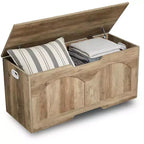 Banc de rangement rétro en bois de 99,8 cm, coffre à jouets robuste avec charnières de sécurité et capacité de 136 kg pour l'entrée et la chambre