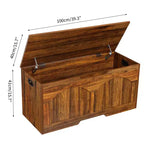 Banc de rangement rétro en bois de 99,8 cm, coffre à jouets robuste avec charnières de sécurité et capacité de 136 kg pour l'entrée et la chambre