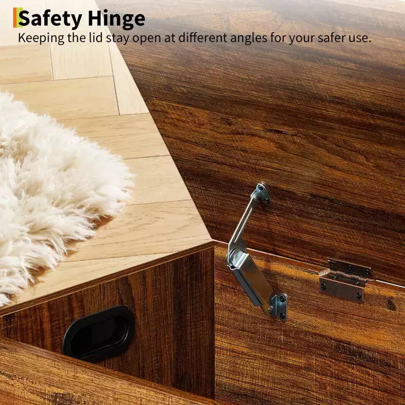 Banc de rangement rétro en bois de 99,8 cm, coffre à jouets robuste avec charnières de sécurité et capacité de 136 kg pour l'entrée et la chambre