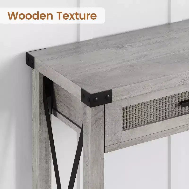 Console rustique moderne avec 2 tiroirs, table étroite en bois de 43 cm pour entrée, salon, couloir