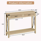 Console rustique moderne avec 2 tiroirs, table étroite en bois de 43 cm pour entrée, salon, couloir