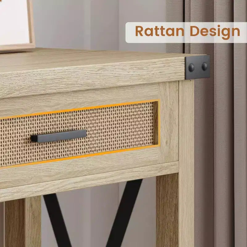 Console rustique moderne avec 2 tiroirs, table étroite en bois de 43 cm pour entrée, salon, couloir