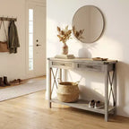 Console rustique moderne avec 2 tiroirs, table étroite en bois de 43 cm pour entrée, salon, couloir