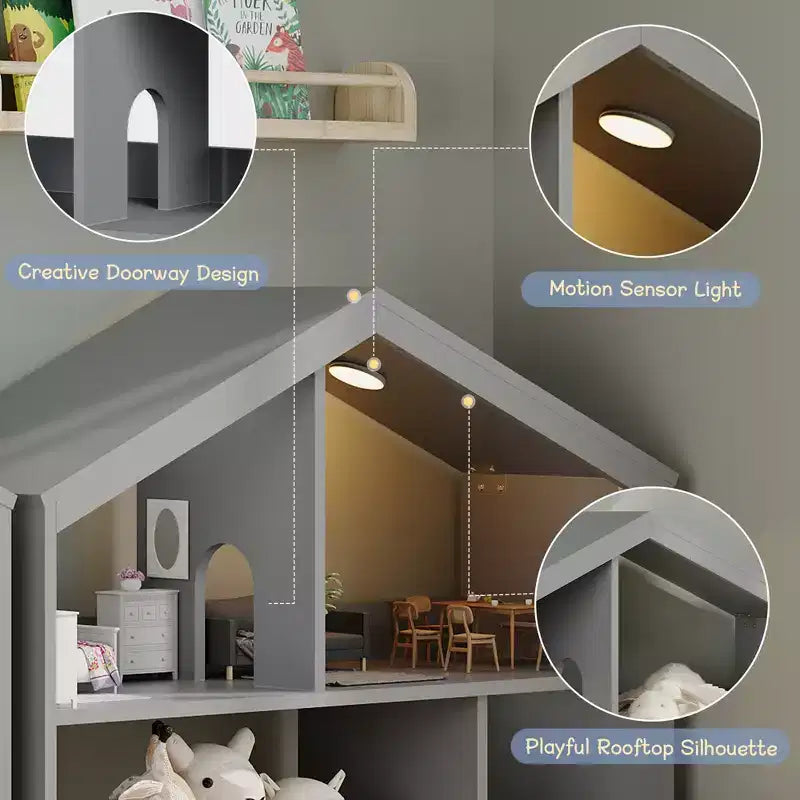 Étagère à livres et meuble de rangement pour jouets à 2 niveaux pour enfants, bibliothèque en bois, étagère à livres pour chambres d'enfants, présentoir de livres pour enfants pour chambre à coucher ou salle de classe