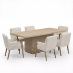 Christopher Knight Home Lindiwe – Ensemble de salle à manger moderne 7 pièces en bois d'hévéa avec table rectangulaire et revêtement en lin