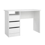 Tvilum, bureau Wes avec 3 tiroirs et étagère ouverte, blanc