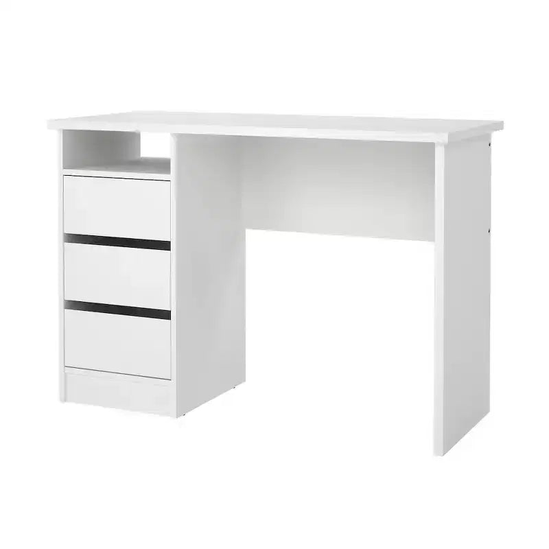 Tvilum, bureau Wes avec 3 tiroirs et étagère ouverte, blanc