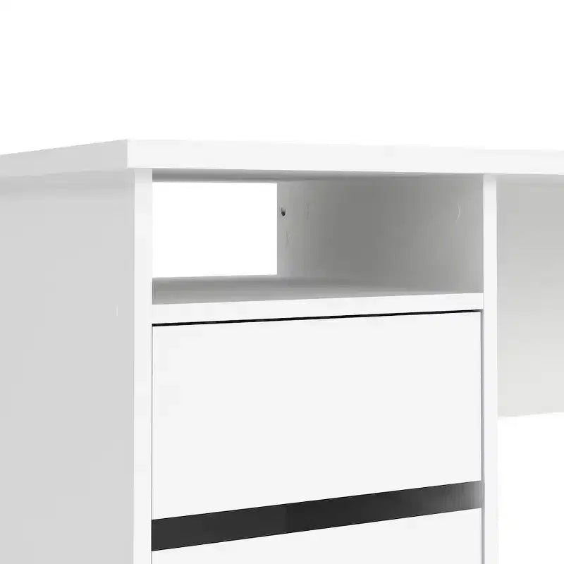 Tvilum, bureau Wes avec 3 tiroirs et étagère ouverte, blanc