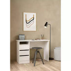 Tvilum, bureau Wes avec 3 tiroirs et étagère ouverte, blanc