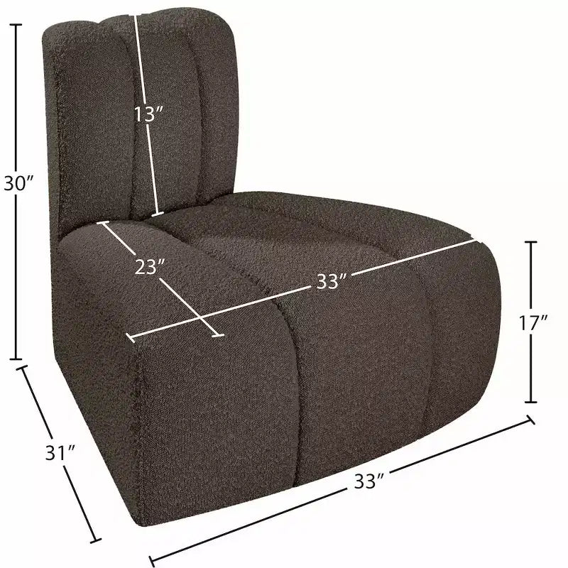 Chaise d'angle inversé en tissu bouclé Arc Meridian Furniture