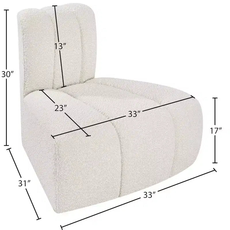 Chaise d'angle inversé en tissu bouclé Arc Meridian Furniture