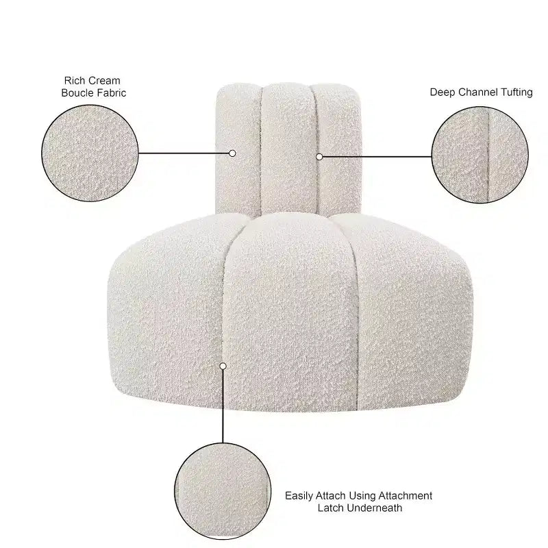 Chaise d'angle inversé en tissu bouclé Arc Meridian Furniture