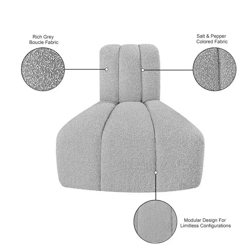 Chaise d'angle inversé en tissu bouclé Arc Meridian Furniture