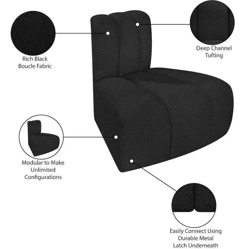 Chaise d'angle inversé en tissu bouclé Arc Meridian Furniture