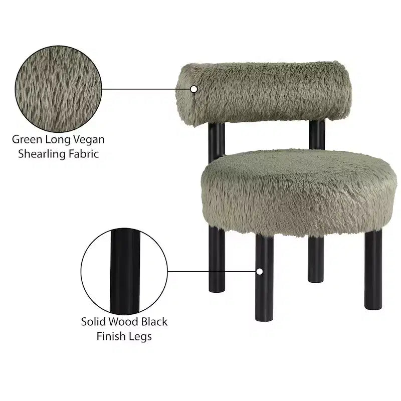Chaise Ambre en Tissu Shearing Végan de Meridian Furniture