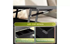 Table basse DEXYLLO, Table à plateau relevable pour salon et salle à manger, Table basse relevable avec 2 tiroirs, Grand rangement et étagère ouverte