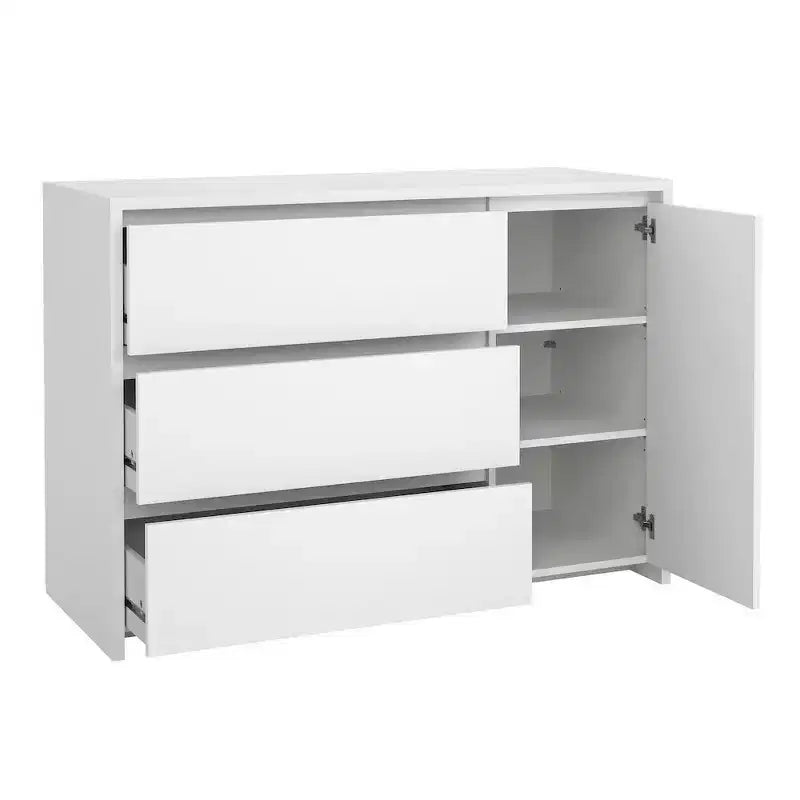 Tvilum, buffet avec 3 tiroirs et 1 porte, 117 cm de large, modèle Next