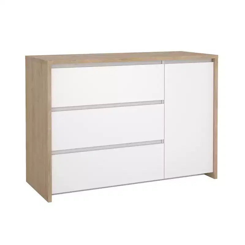 Tvilum, buffet avec 3 tiroirs et 1 porte, 117 cm de large, modèle Next