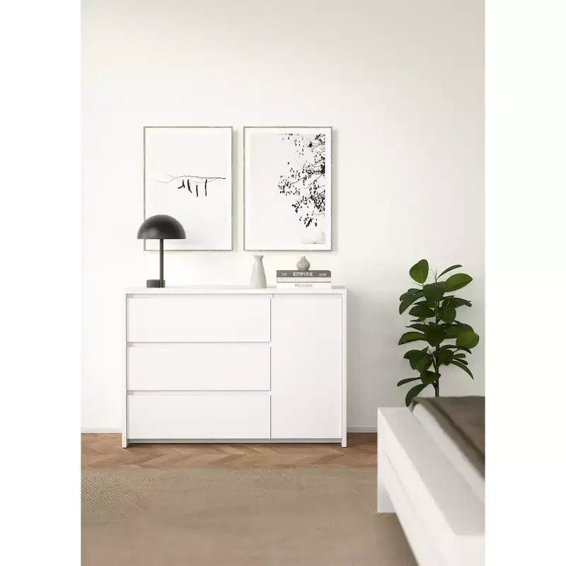 Tvilum, buffet avec 3 tiroirs et 1 porte, 117 cm de large, modèle Next