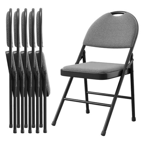 6 Pack Folding Chairs  Fabric Foldable Chairs with Padded Seats, Metal Frame, Stackable, Indoor/Outdoor  For Home, Office, Parties, Events