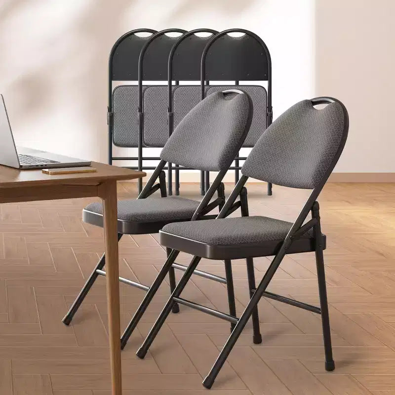 Lot de 6 chaises pliantes Chaises pliantes en tissu avec sièges rembourrés, cadre en métal, empilables, intérieur/extérieur Pour la maison, le bureau, les fêtes, les événements