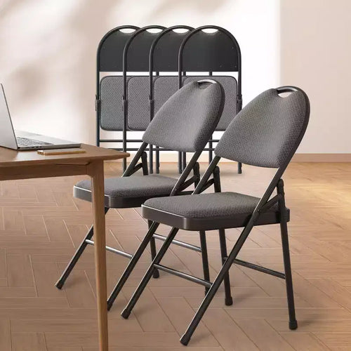 Lot de 6 chaises pliantes Chaises pliantes en tissu avec sièges rembourrés, cadre en métal, empilables, intérieur/extérieur Pour la maison, le bureau, les fêtes, les événements