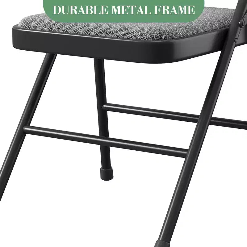 Lot de 6 chaises pliantes Chaises pliantes en tissu avec sièges rembourrés, cadre en métal, empilables, intérieur/extérieur Pour la maison, le bureau, les fêtes, les événements