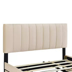 Lit plateforme moderne Luxystar Queen en velours rembourré avec 2 tiroirs et lit gigogne,