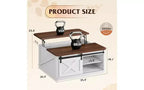 DEXYLLO Table basse de ferme avec rangement, table basse relevable de 90 cm pour salon, table centrale carrée