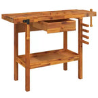 vidaXL Établi avec tiroir et étaux 124x52x83 cm Bois d'Acacia Massif
